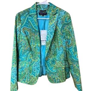 Jones New York Paisley Blazer - Blue and Green